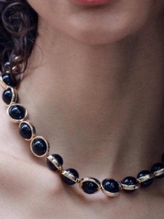 Jewelry - New! Gold Black Sphere Bead Necklace (2011) NWOT